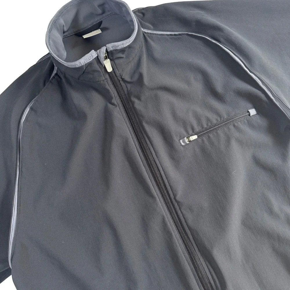 Nike Full Zip Track Jacket Mens Large Black Grey Reflective Piping Lightweight